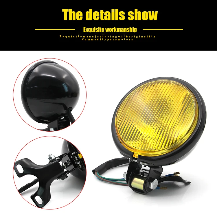 For CG125 Motorcycle Headlight Cafe Racer Head Lamp Motor Vintage Round High/Low Beam Bulb Universal GN125 Harley for Suzuki |