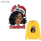 Рождественская нашивка для девушек меланин на одежду для женщин афро, наклейка на одежду с помощью утюга, черные термонаклейки для девушек, сделай сам, толстовка с аппликацией