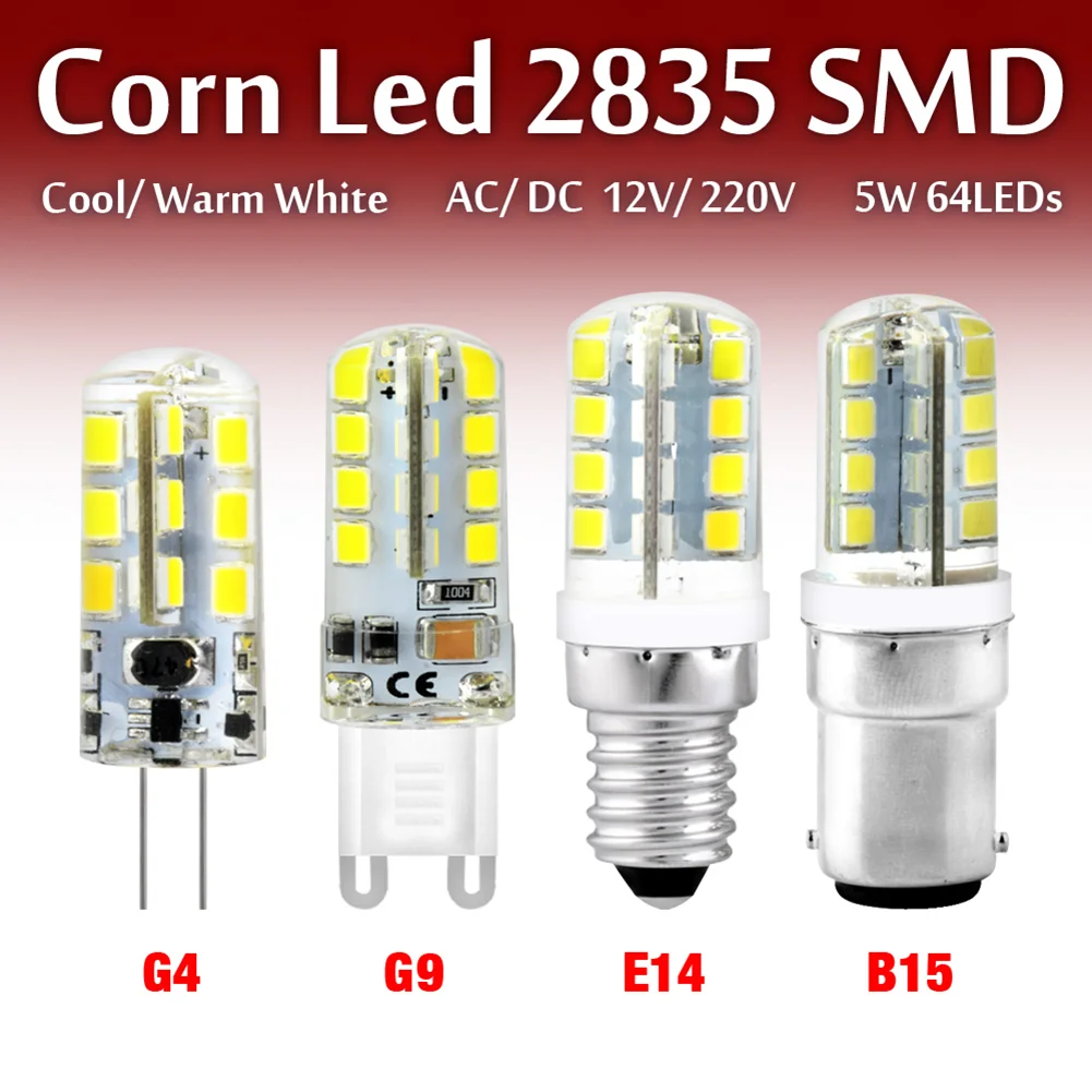 

4Pcs G4 G9 led corn lamp B15 AC220V 2835 3w 5w 7w 8w 9w LED Crystal Candle Replace 20-40W halogen lamps Christmas light bulb