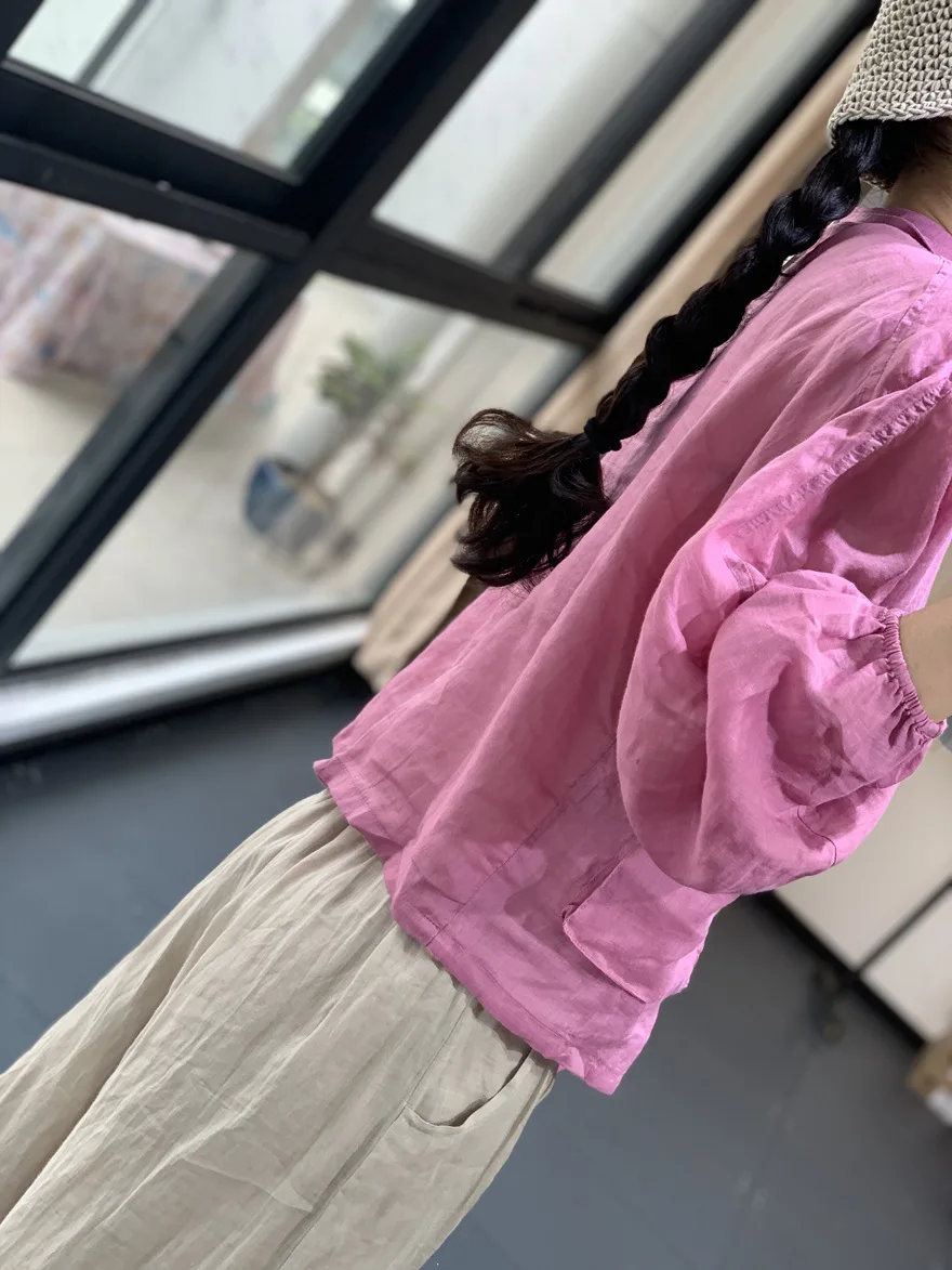 

Spring/Summer Women Shirt 2021 New Shirt Fashion Casual Retro Lapel Solid Color Long Sleeve Shirt Top
