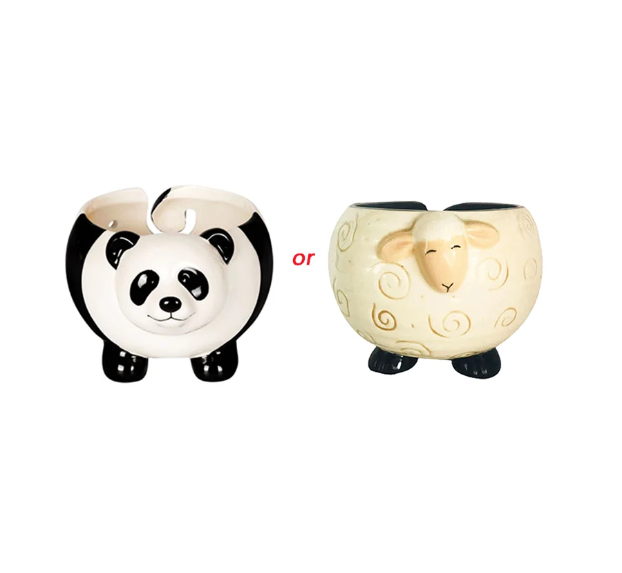 

Cute Panda /Sleepy Sheep Ceramic Yarn Bowl Knitting Yarns Ball Storage Holder for Needlecrafts Crocheting Home Desktop Decor