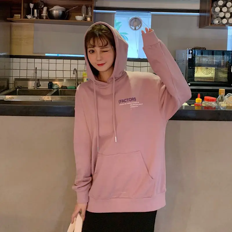 Свитшот женский с капюшоном размера плюс в стиле Харадзюку милый корейский