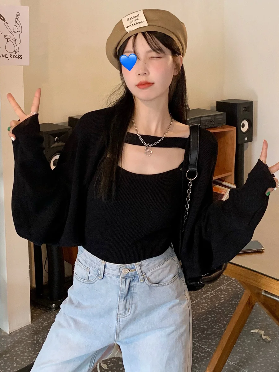 Женский комплект с юбкой Осенний вязаный кардиган толстым мм большого размера