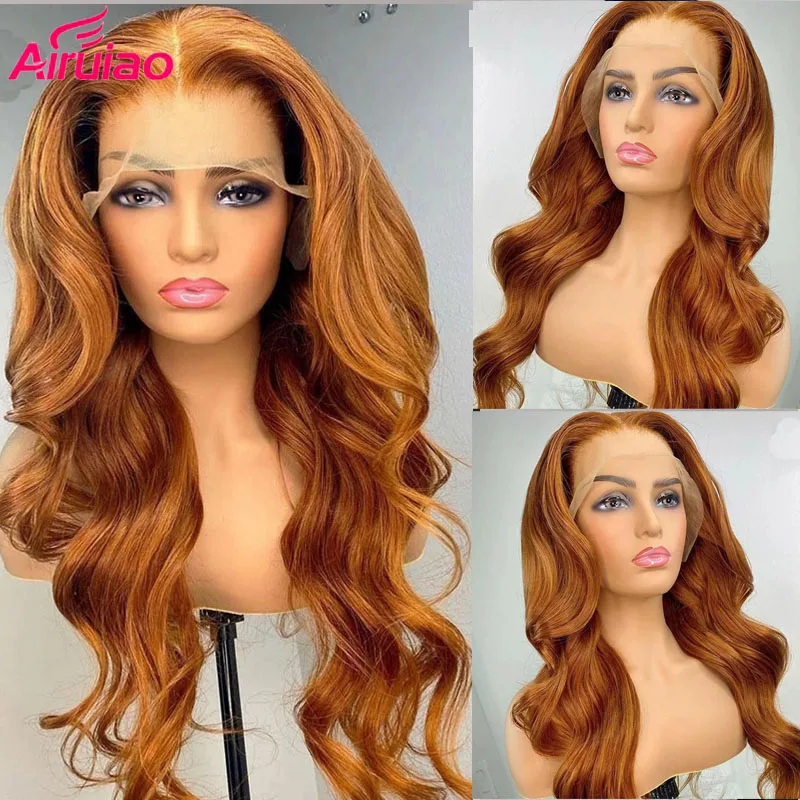 

Invisible HD Transparent Lace Deep Part Lace Frontal Wig Preplucked Baby Hair Colored Ginger Oange Human Hair Body Wave Lace Wig