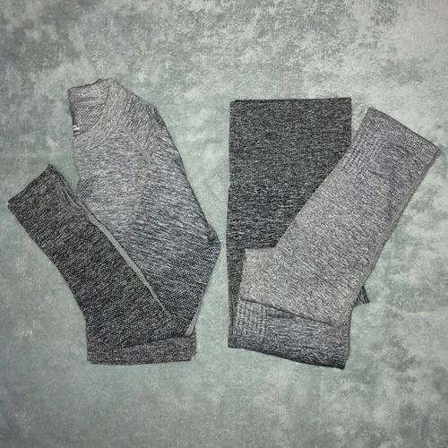 Style 1-Gray Женский бесшовный комплект для йоги из 2 предметов, спортивный костюм для фитнеса, тренировки в тренажерном зале, укороченный топ, длинный рукав, для йоги, рубашка+ Леггинсы для йоги, женская спортивная одежда - Цвет: Style 1-Gray