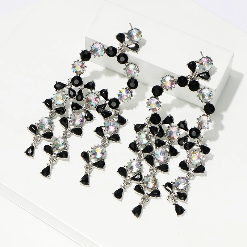 Коми мода ZA Стразы Кристалл кисточкой Висячие серьги для женщин Свадьба