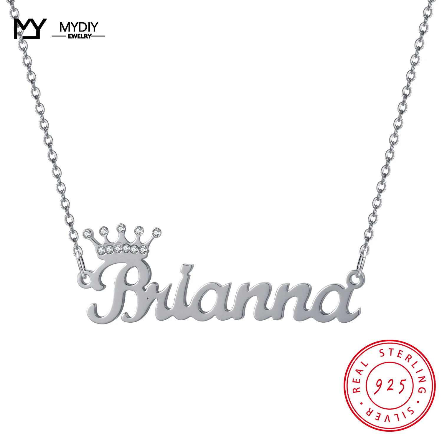 

925 Sterling Silver Diamond Kalaunu Retro Trend Custom Name Personalized Gift Girlfriend Necklace Shiny Full Zircon Jewelry