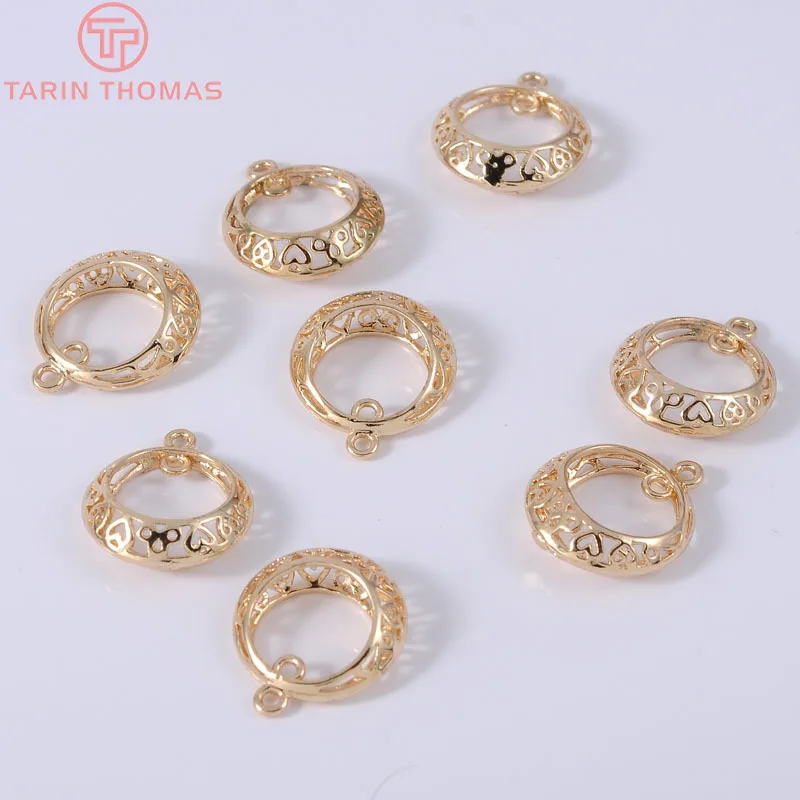 Круглые латунные серьги с покрытием 24 каратным золотом 6 шт. 15 х18 мм|diy jewelry