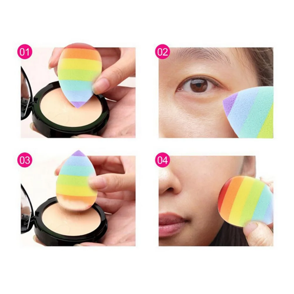Радужный Цвет основа для макияжа Губка пудра Puff BB CC крем косметический средство