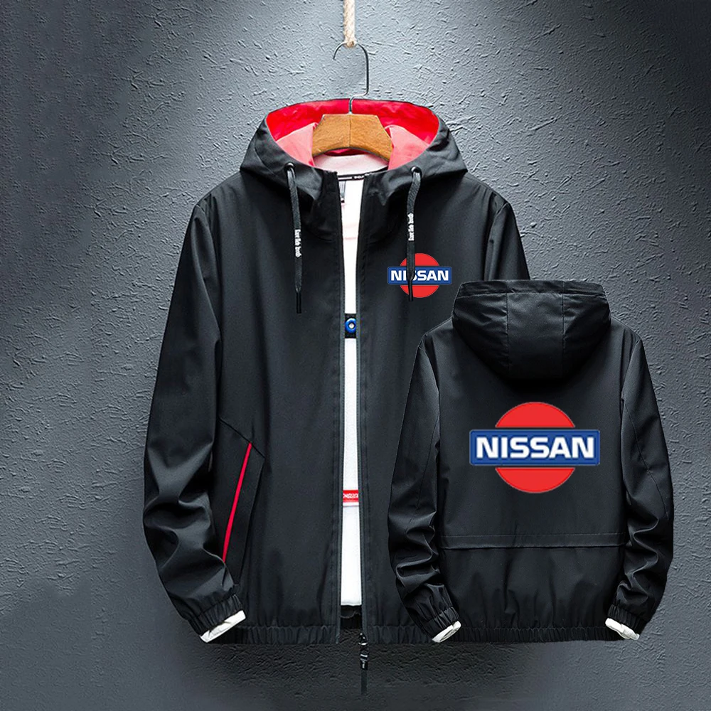 

NISSAN Hoodies Splice Windbreaker rainproof Fashion Jackets Zipper Man Coats Spring Autumn Tops