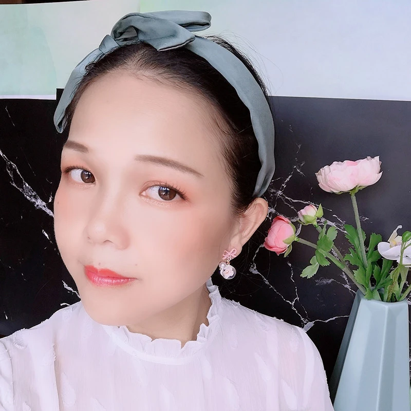 Серьги подвески в виде цветка с прозрачным бантом милые цветочные серьги без