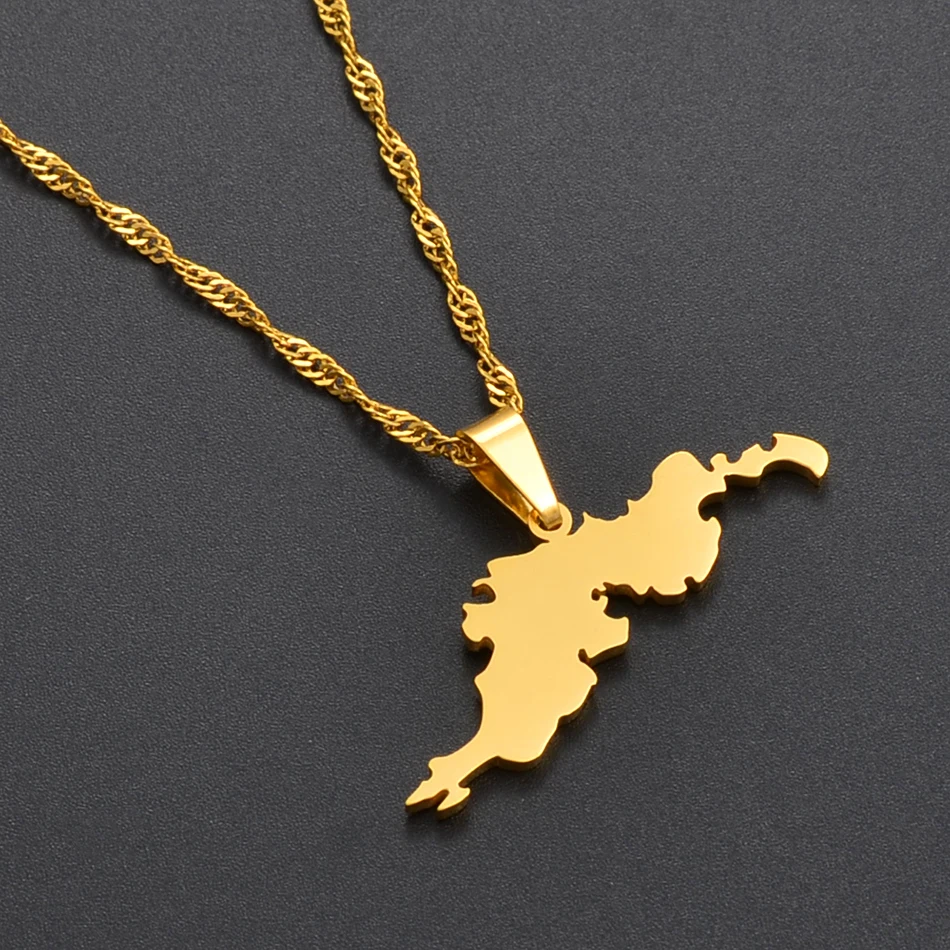 Колье на цепочке Anniyo с пендантом карты Британских Виргинских Островов Тортола BVI для женщин и девочек ювелирных изделий #115621.