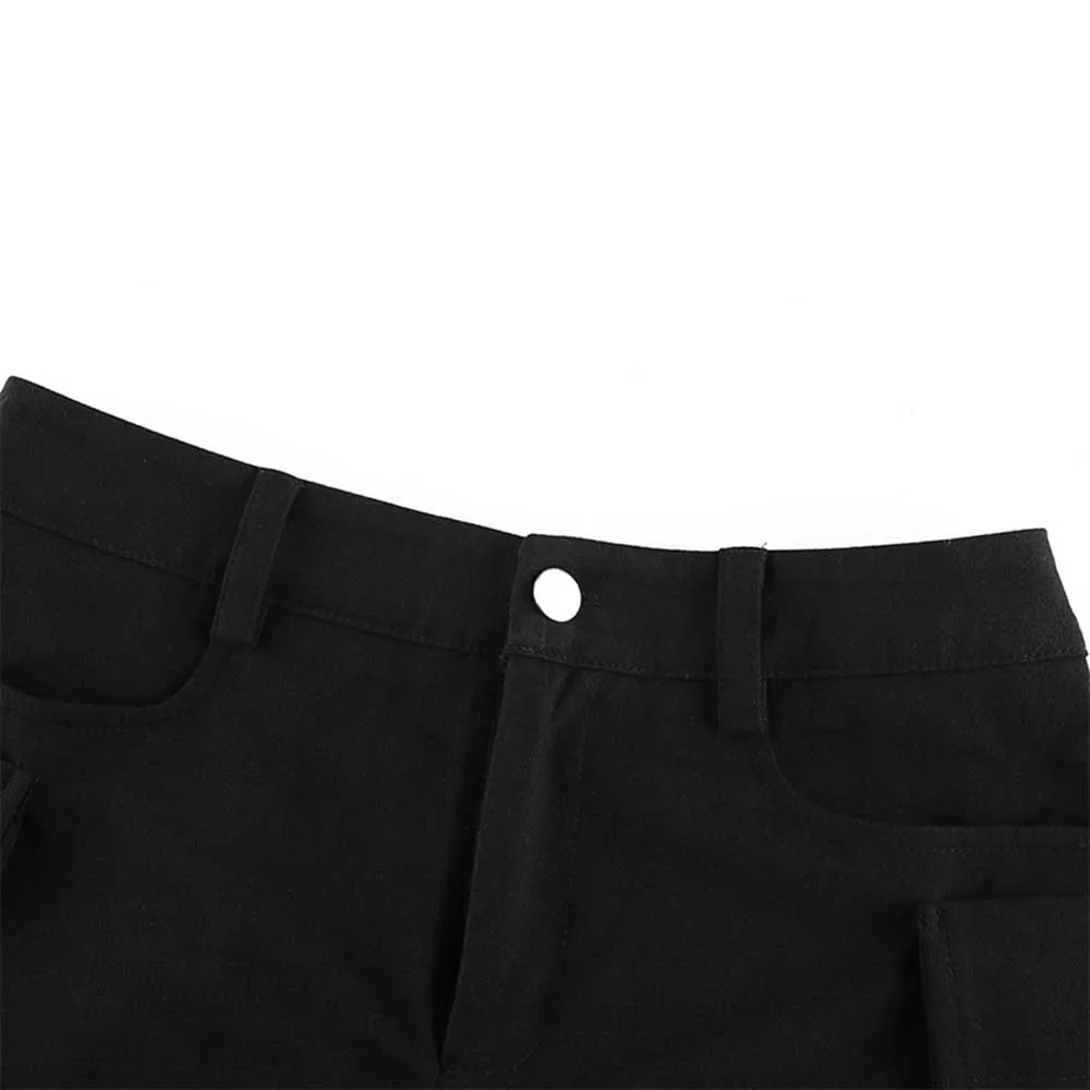 

Gothic Punk Streetwear Shorts Summer Women High Waist Overall Black Shorts Cool Hip Pop Rock Harajuku Chic 2021 New Fashion