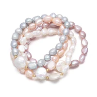 18cm hot sale new fashion natural pearl bracelet charms elegant beautiful decoration size 8 9mm rice pearls 12mm button