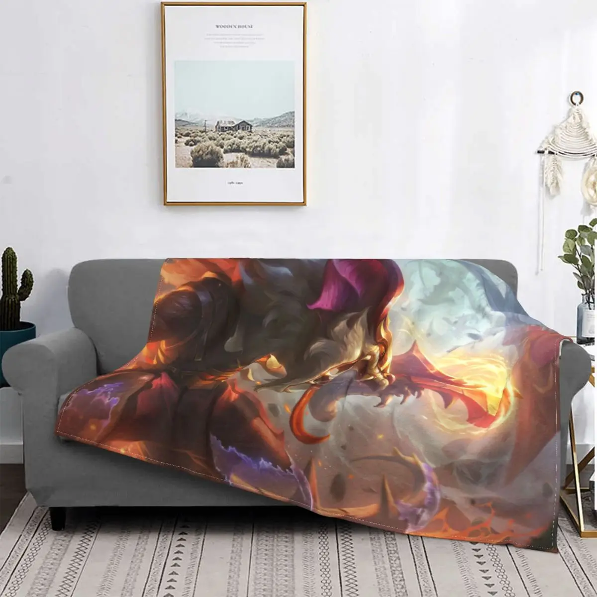 

League of Legend-Manta de franela de juego Lonian Moba, manta mágica cálida para primavera y otoño, ropa de cama de invierno