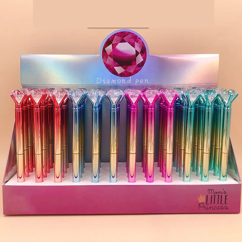 

48 шт./лот модная большая гелевая ручка с бриллиантами, милые ручки 0,5 мм с черными чернилами для подписей, канцелярские принадлежности для шк...