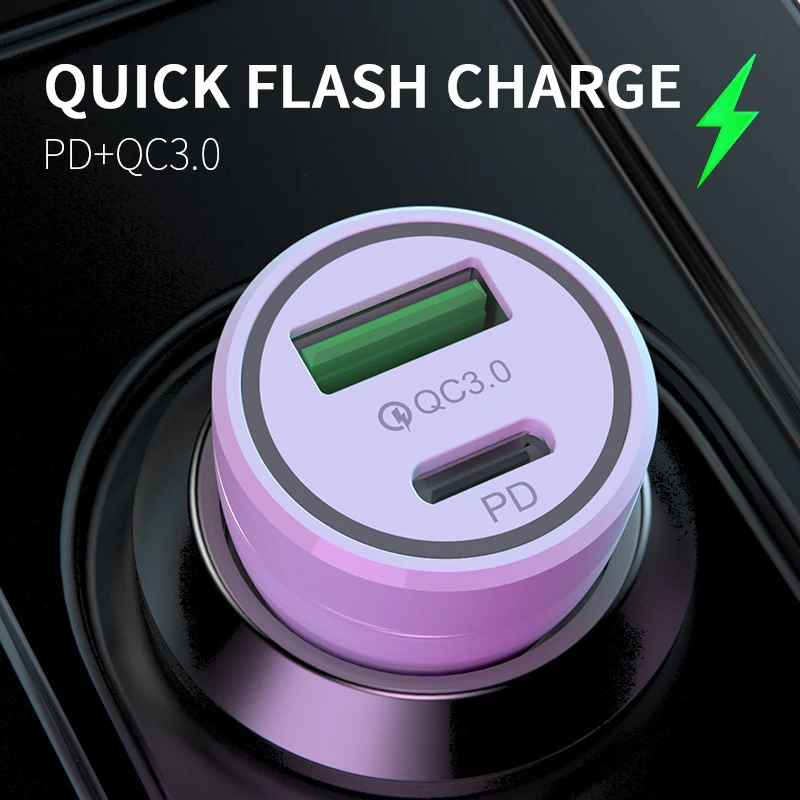 18W USB Автомобильное зарядное устройство с функцией быстрой зарядки QC3.0 3.1A PD Type C 18
