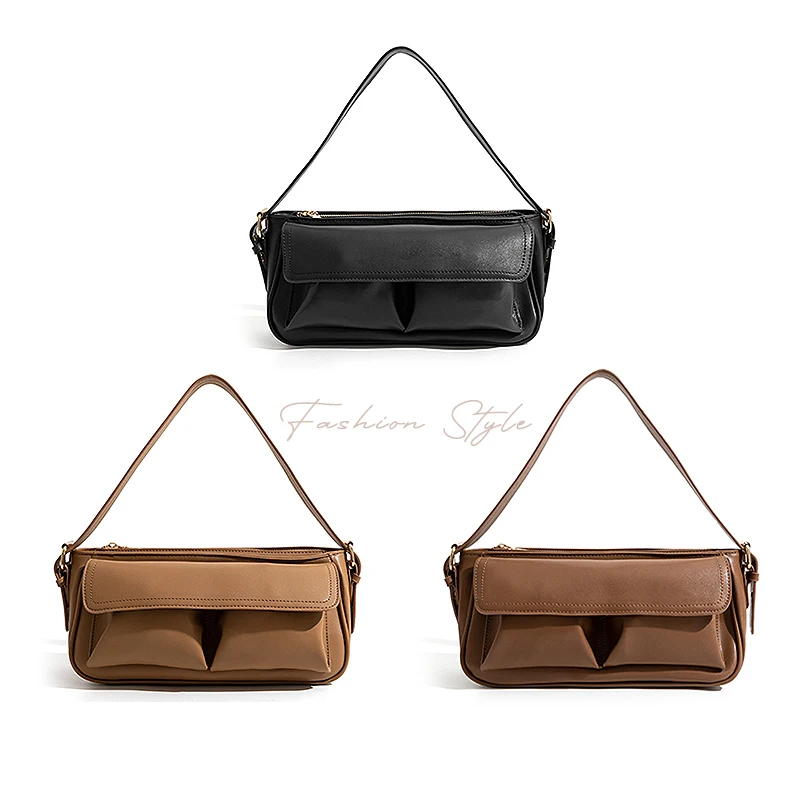 

CEZIRA Luxury Brand PU Vegan Leather Women Shoulder Bags Functional Pockets Wide Strap Handbags Female Fashion Crossbody Purses