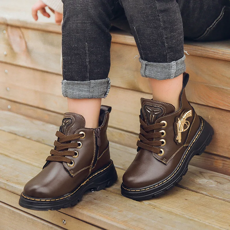 Новинка 2020 Детские Ботинки Martin из свиной кожи обувь в британском стиле для