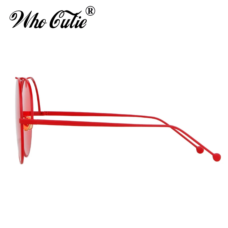 WHO CUTIE Ретро Красные Круглые Солнцезащитные очки мужские и женские брендовые