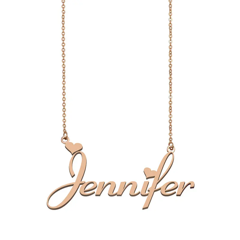 

Name Necklace Jennifer Personalised Stainless Steel Gold for Women Choker Alphabet Letter Pendant Girls Mom Jewelry Gift