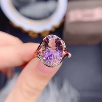 meibapj natural ellipse ametrine gemstone fashion ring for women real 925 sterling silver fine charm party jewelry