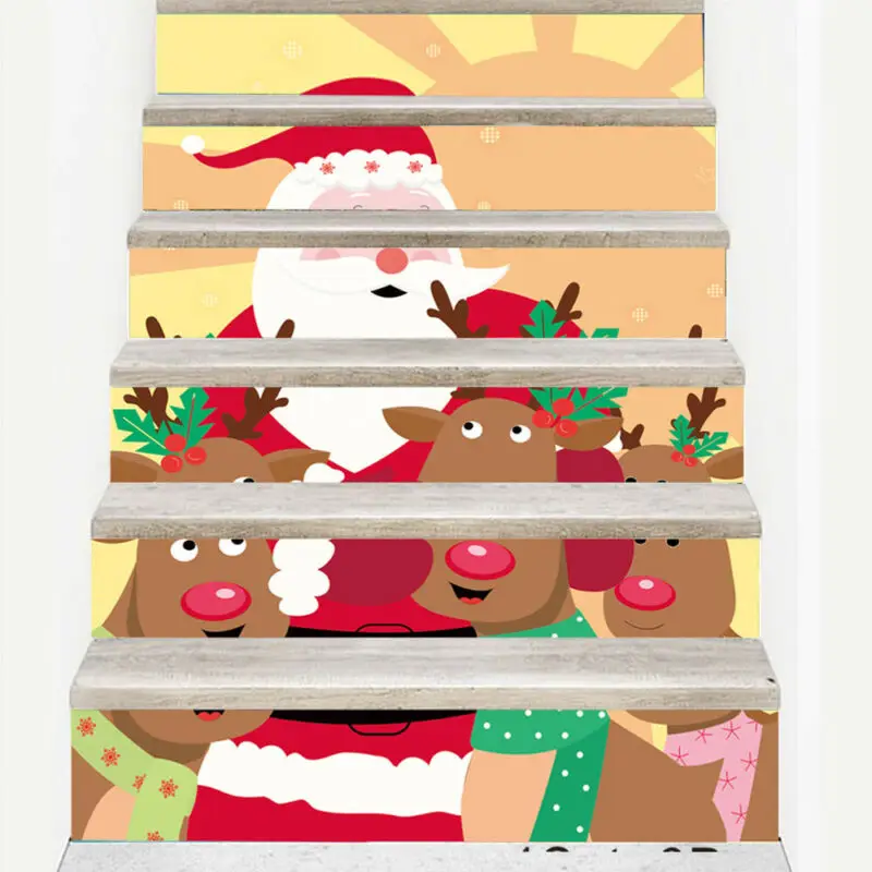 Рождество Рождественское украшение 3D лестницы плитки стояки виниловые наклейки