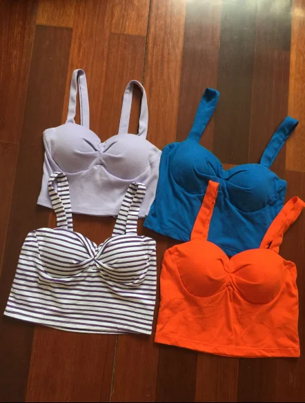 

2020 New Real Crop Tops Top Europe And The Retro Printing Corsage Chest Pad Short Paragraph Small Vest Dew Navel Harness Female