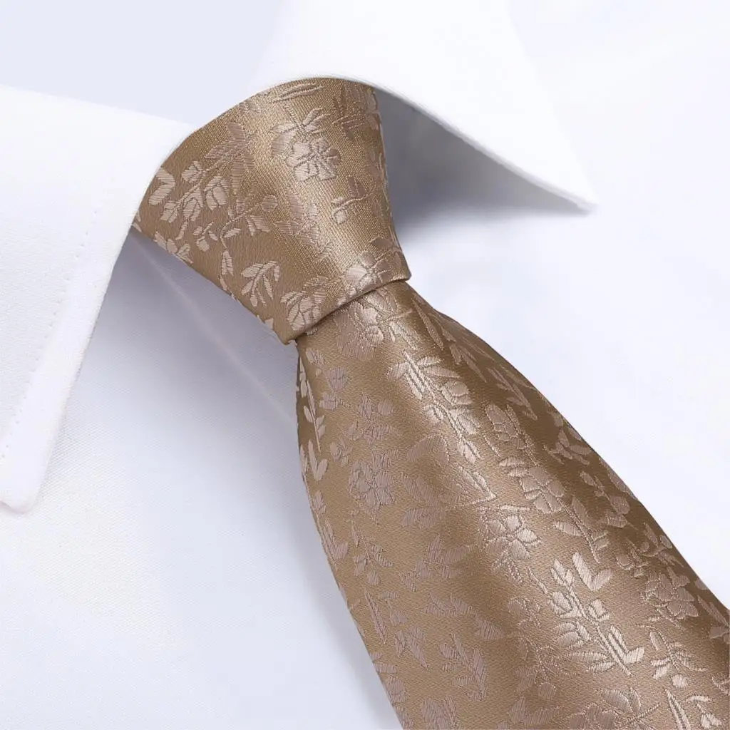 Качественный мужской галстук золотой однотонный Цветочный Шелковый Свадебный