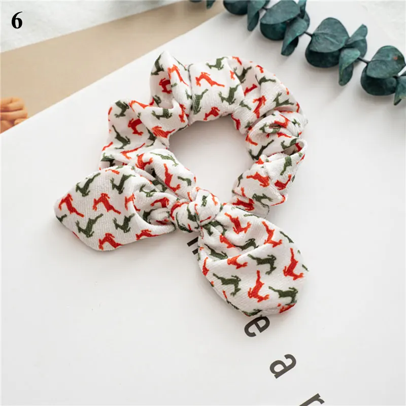 

Xmas Hair Accessories Christmas Rabbit Ears Scrunchies Bowknot Ponytail Hair Ties Elastic Hair Bands Velvet Hair Rope