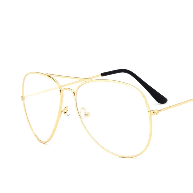

Women Pilot Transparent Glasses Retro Eyewear Frames Men Gold Fake Glasses Vintage Opticaal Myopia Eyeglasses