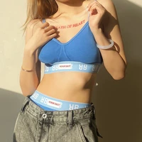 2021camisole shorts bra set spring and summer new womens s%c3%bctyen fashion letter printing two piece female gathered bralette