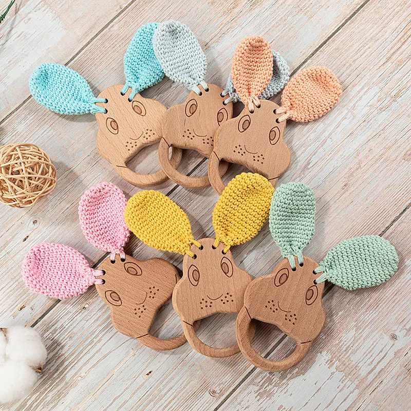 TYRY.HU-mordedor de ganchillo sin BPA para beb&eacute;, mordedor seguro, Animal lindo, sonajero, mascar, dentici&oacute;n, accesorios de lactancia, 3 uds.-4