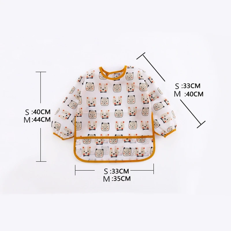 Baberos impermeables para beb&eacute;, Bandana de dibujos animados, delantal de manga larga para comer y dibujar, ropa para eructar, autoalimentaci&oacute;n-5