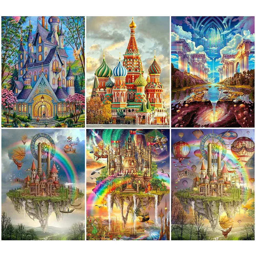 

Diy 5d Full Diamond Painting Embroidery Scenery Sky City Cross Stitch Square Round Drill Mosaic Decorative Art Hobby Gift
