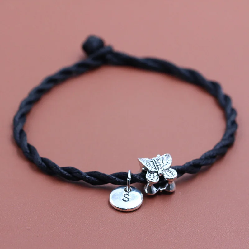 A Z буквы кулон Бабочка бусины Красная Нить Браслет Веревка Lucky Diy ручной работы