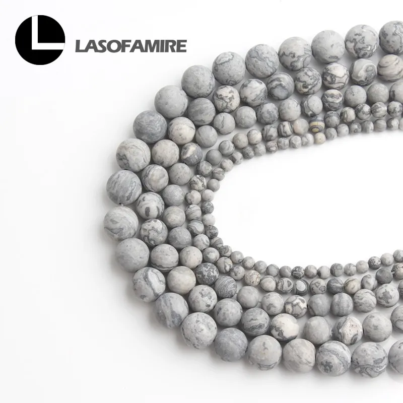 Натуральный серый матовый камень Jaspers круглые матовые блестящие разделители