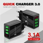 Новинка Быстрая зарядка QC3.0 USB светодиодный дисплей Быстрая зарядка с 3 портами стандартное зарядное устройство адаптер для планшетов iPhone 11 Samsung Xiaomi