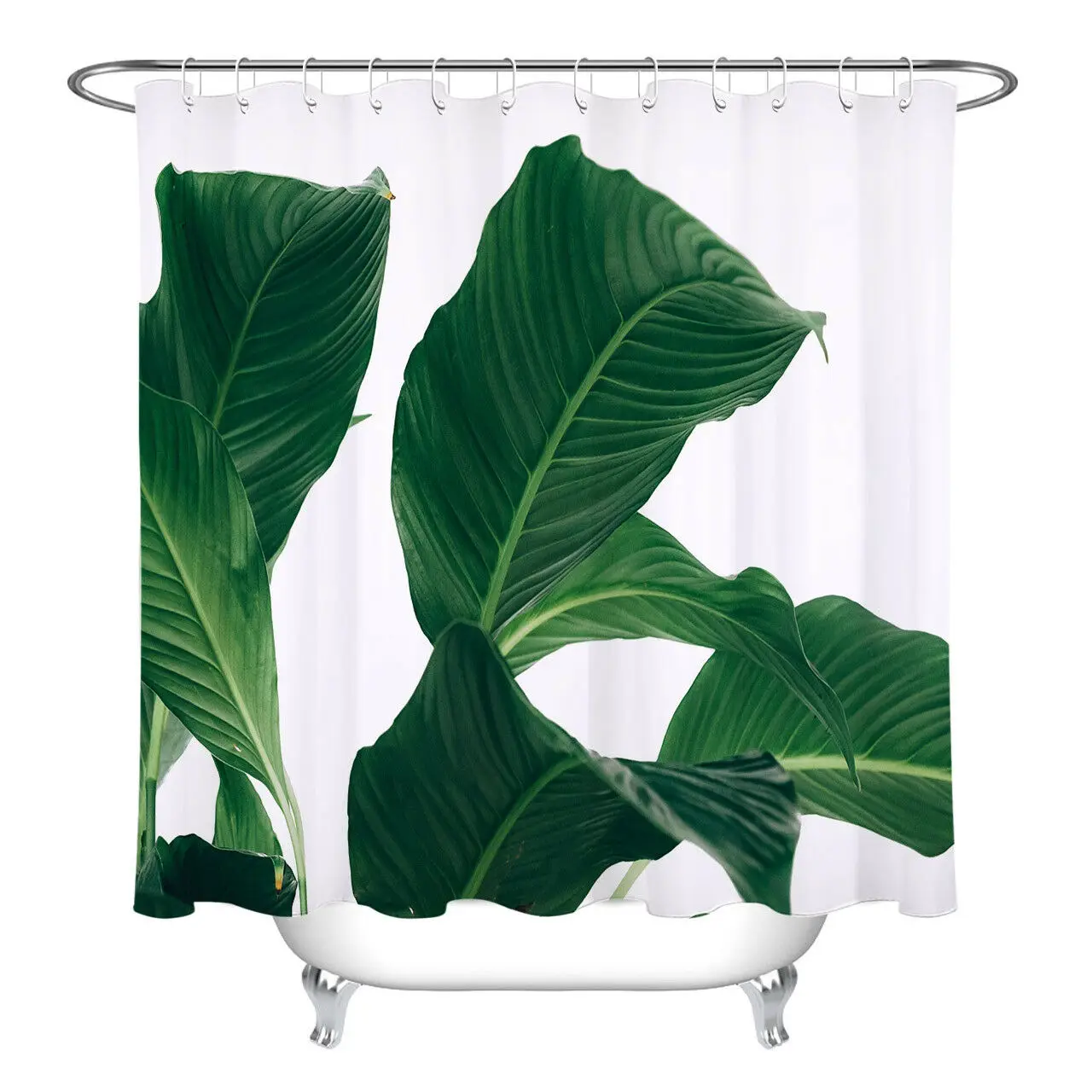 Tropical Green Banana Leaves 72&quot Shower Curtain Liner Polyester Fabric Bathroom | Дом и сад