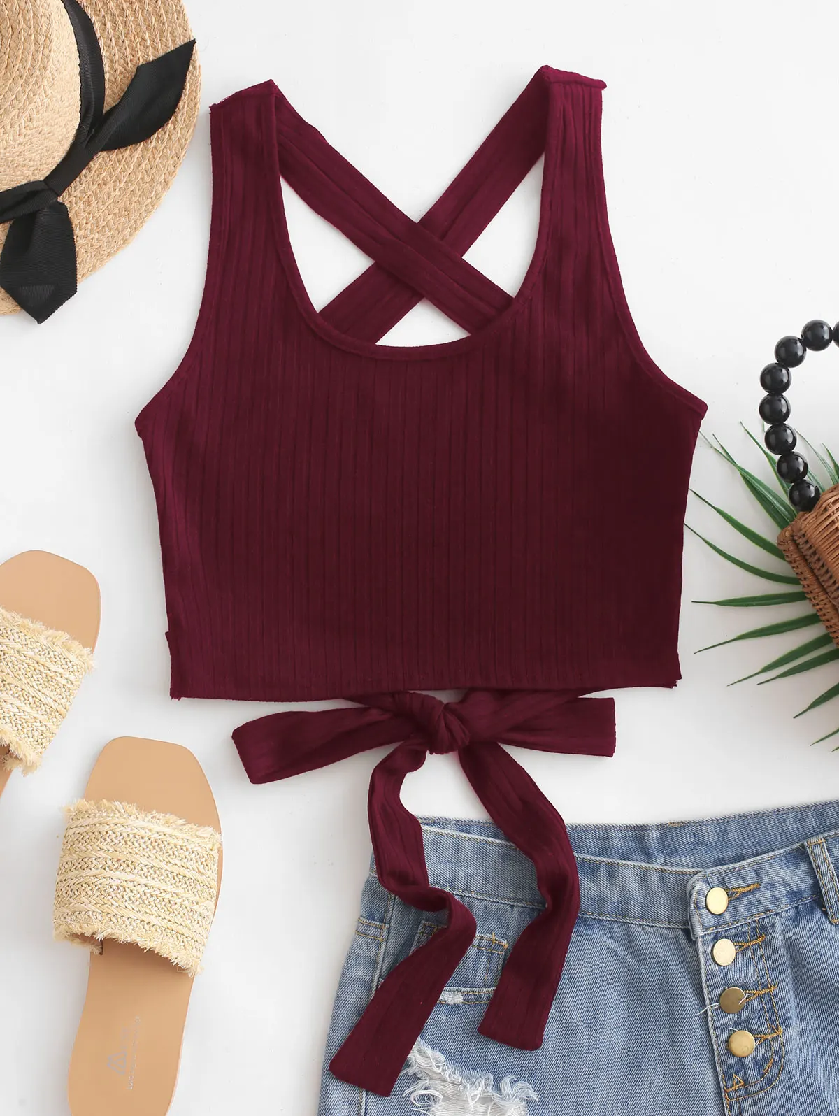 ZAFUL Футболка крест-накрест с открытой спиной и завязкой сзади сексуальный