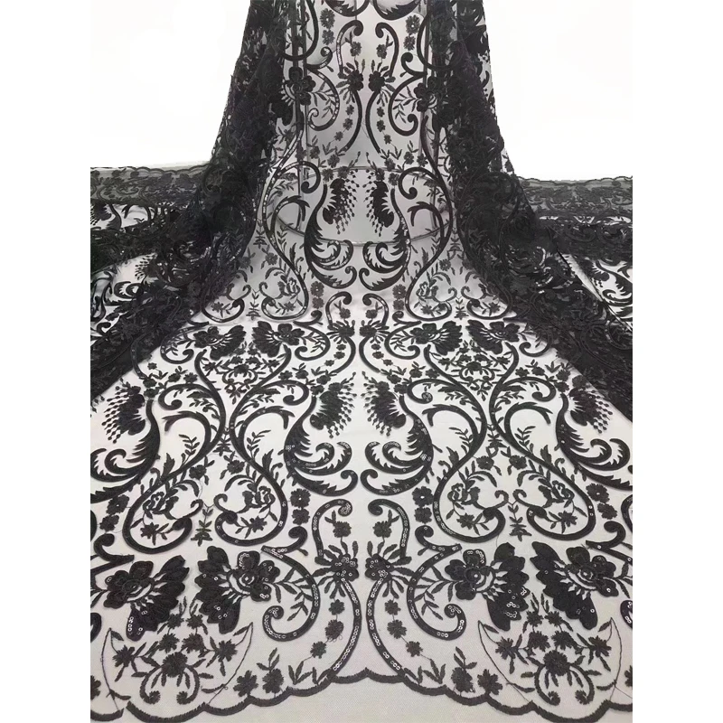 

Polyester Lace Fabric 2020 High Quality Elegant Exquisite FLowers Embroidery Voile Lace For Party Dress 5 Yards Free Shipping