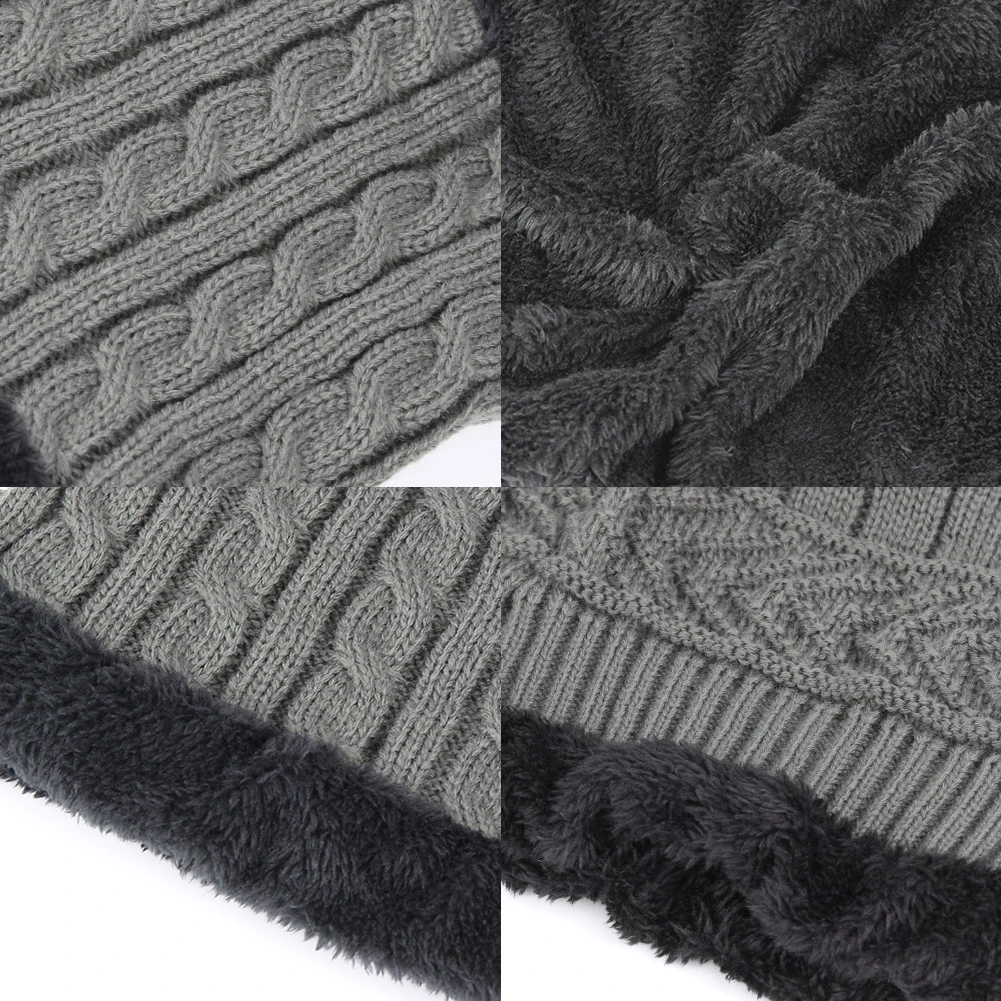 

Autumn and winter men's Hat Scarf Set outdoor ear protection neck knitted hat for Men and Women double thickened with fluff