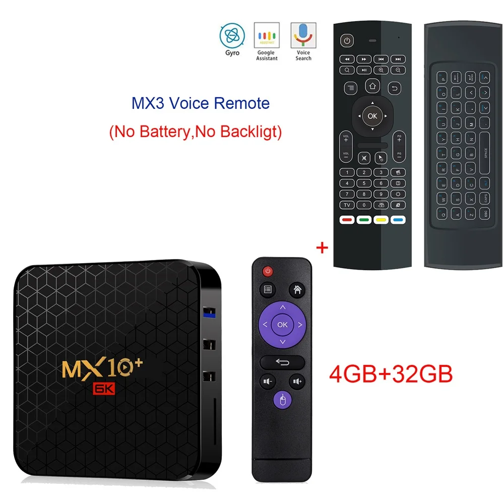 4GB 32GB MX3 4 ГБ 64 ГБ Android 9,0 MX10 Plus Smart tv Box 2,4G/5G Wifi Allwinner H6 BT 4,0 телеприставка 6K 3D четырехъядерный медиаплеер 4 ГБ 32 ГБ - Цвет: 4GB 32GB MX3