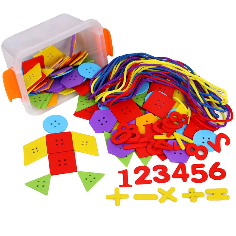 

Детский сад Математика DIY ремесло нить игрушки для детей распознавание формы Обучающие Игрушки для раннего развития Монтессори игрушки