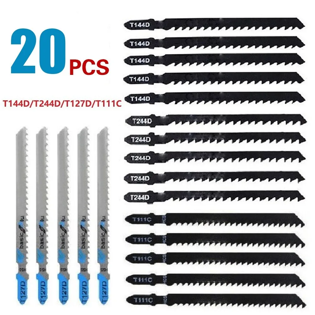 

20pc Jig Saw Blades Set Wood Plastic Metal Cutting Tools T144D/T244D/T127D/T111C Durable And Practical To Use
