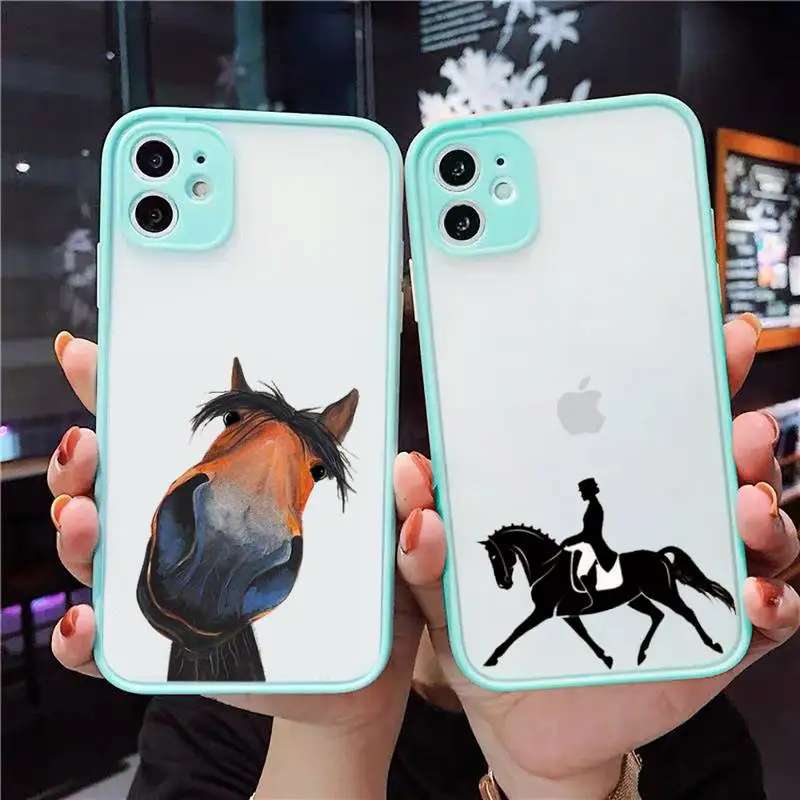 Чехол для телефона с рисунком лошади Матовый Прозрачный чехол iphone 7 8 11 12 plus mini x xs xr
