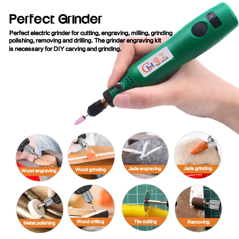 

Cordless Drill Engraver Pen 3.7V Li-on USB Charging Cable 3-Speed Rotary Tool Grinding With Drill Bit Accessory Kit Dremel Tools