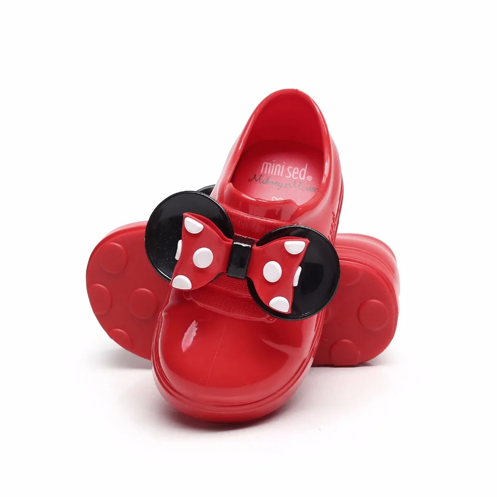 Mini Melissa/босоножки для девочек; Новинка; повседневные тонкие туфли с Микки-Маусом и бантом для девочек; прозрачная обувь ярких фруктов; водонепроницаемые прозрачные сандалии; обувь