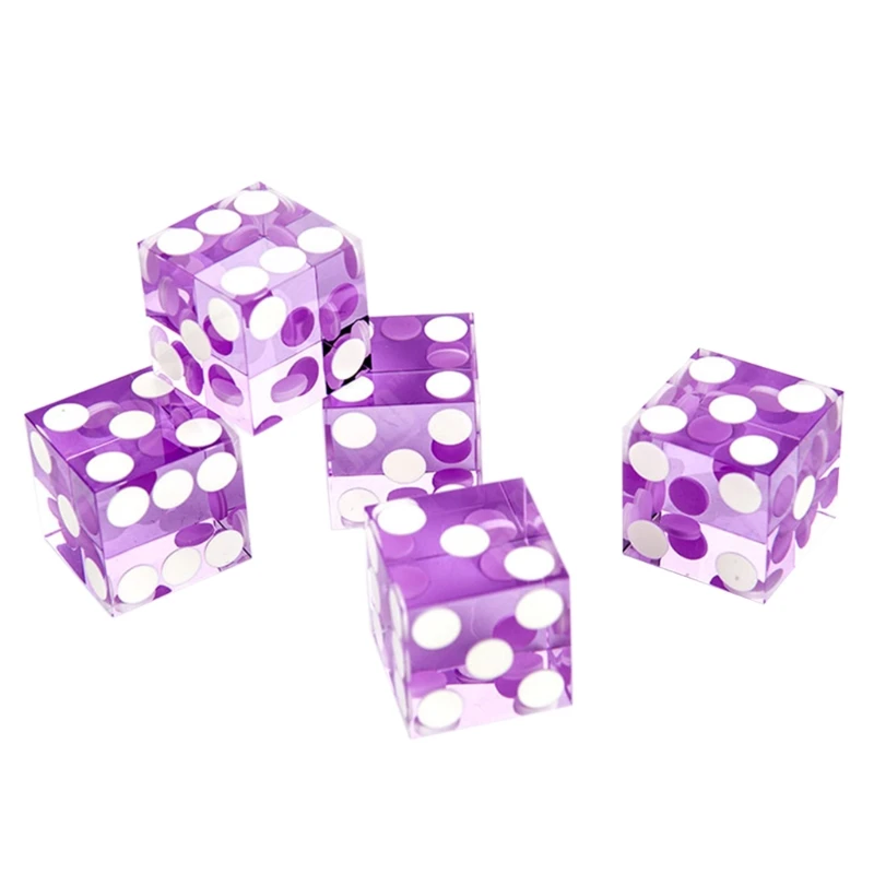 

5pcs High-grade Acrylic Transparent Dice D6 19mm Casino Dice with Razor Edges