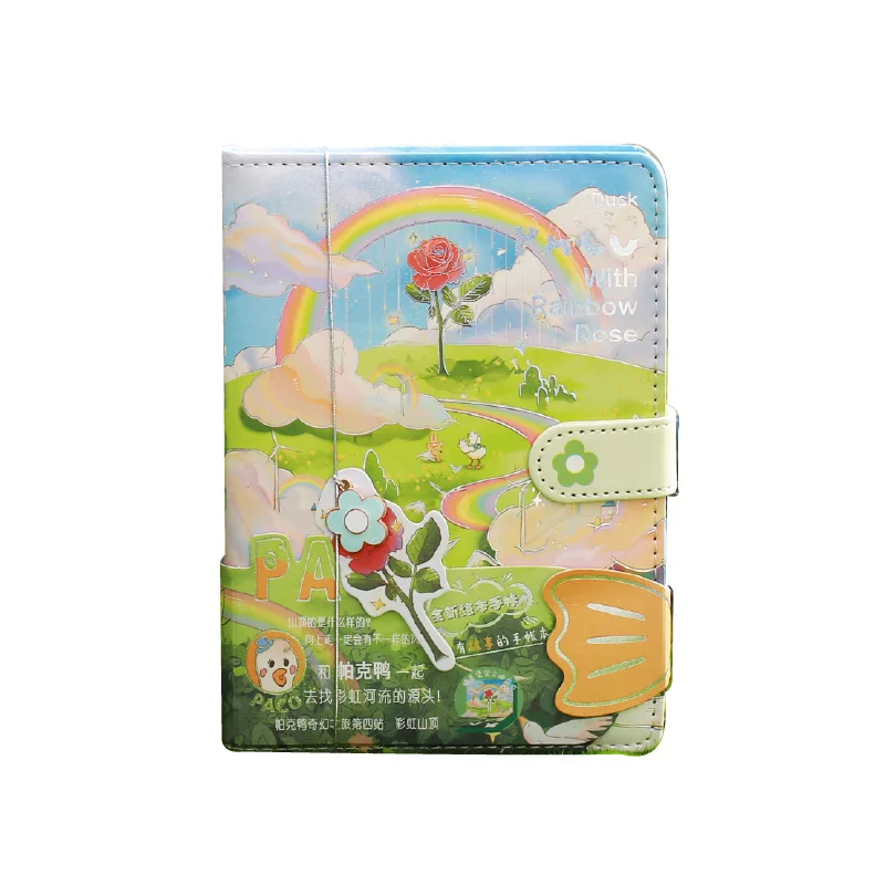

Hardcover color page Notebook Journal 196 sheets Cute PU magnetic buckle Diary Planner Notepad Agenda Kawaii School Stationery